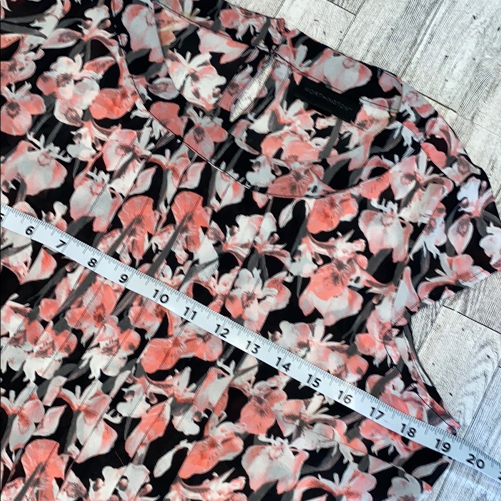 Worthington Pink and Black Cap Sleeve Pleated Blouse Tank Size Large - Picture 4 of 6